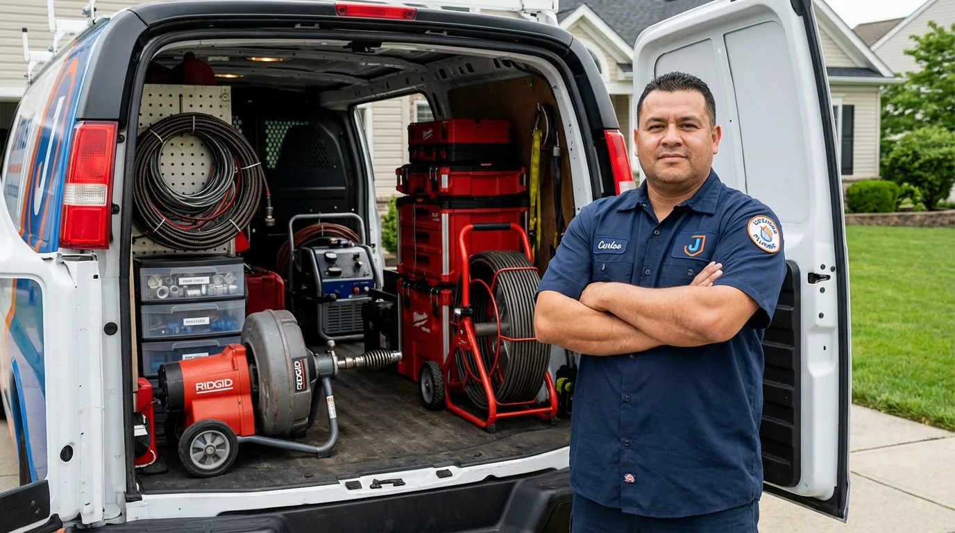Professional drain cleaning equipment and Johns Plumbing LLC plumber in San Bruno