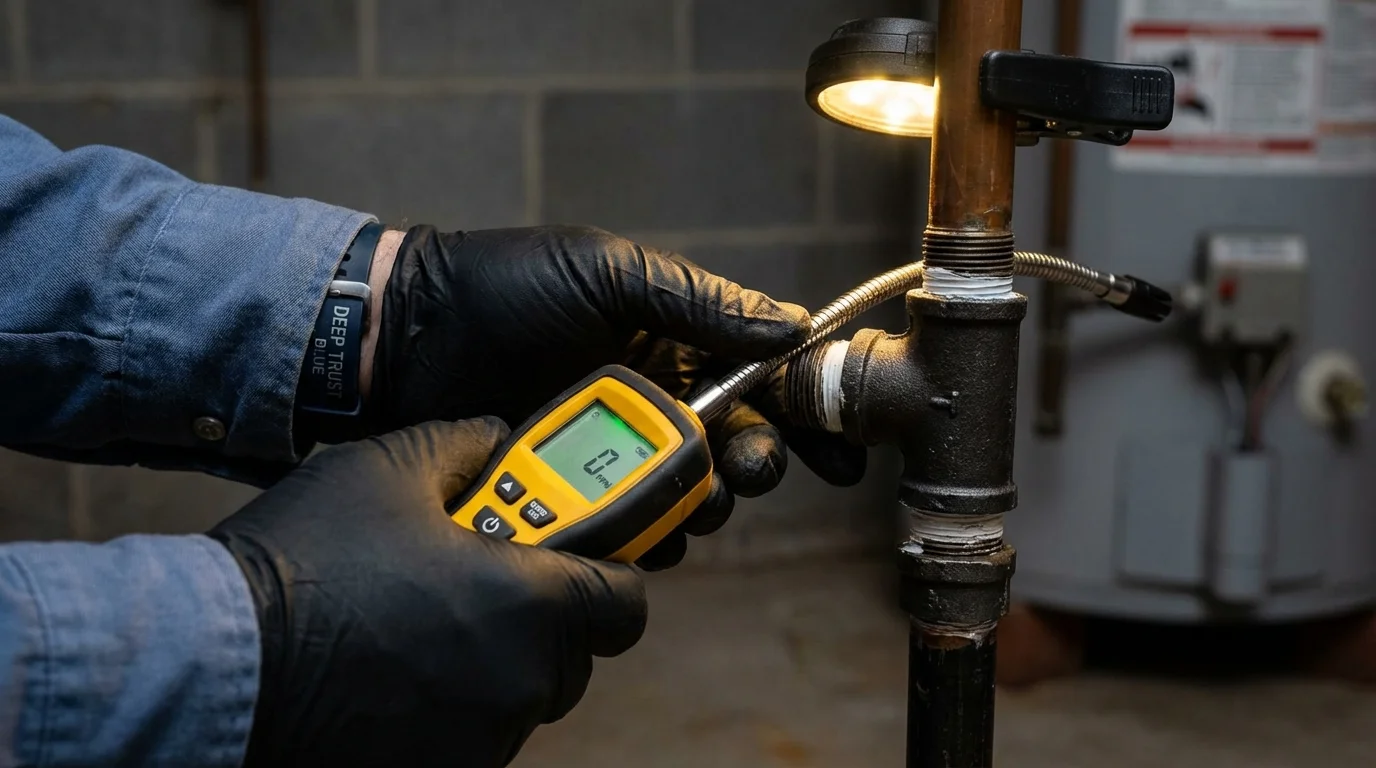 Gas leak detection with electronic sniffer by Johns Plumbing LLC in San Bruno
