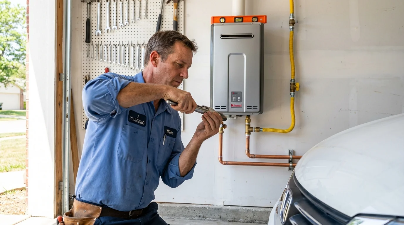 Tankless water heater installation by a Johns Plumbing LLC plumber in San Bruno